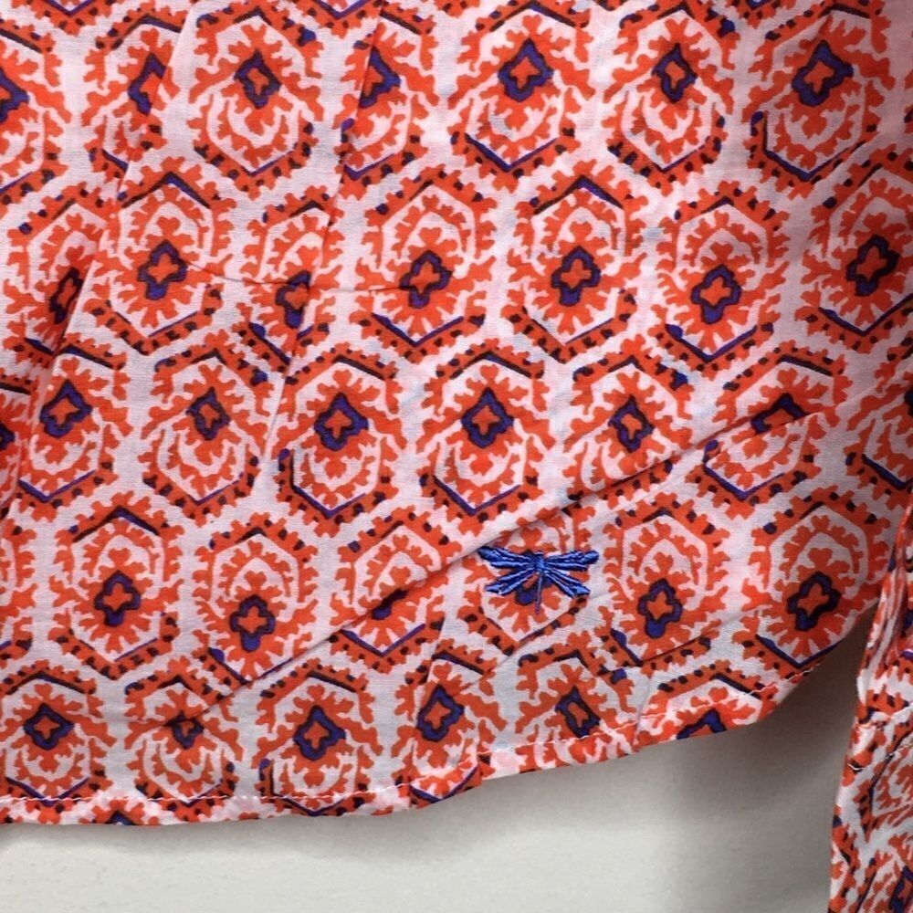 Talbots Sz 14p Red Print Button Up Blouse - image 4